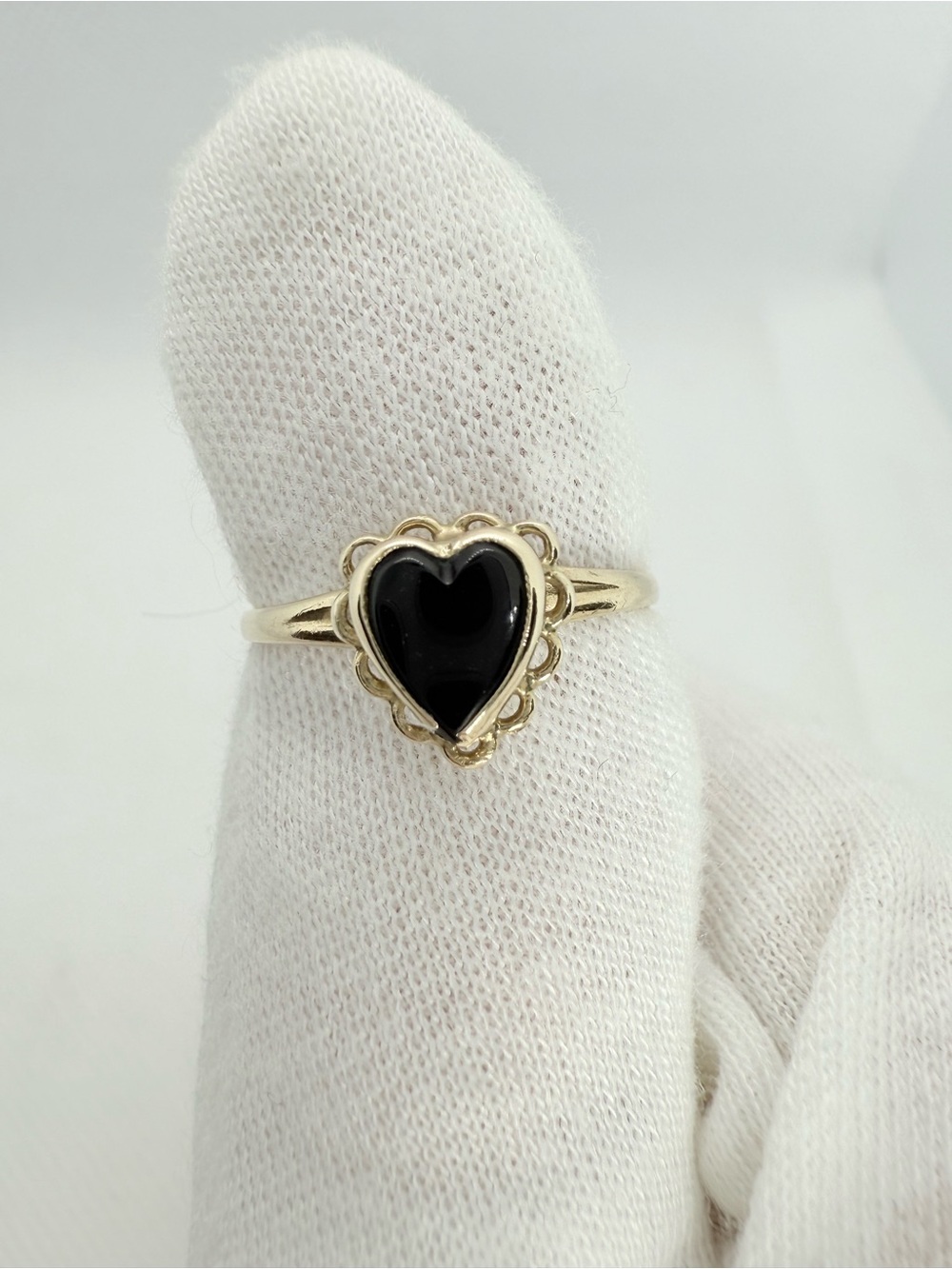 🖤 Vintage 10K Gold Black Onyx Heart Ring 🖤